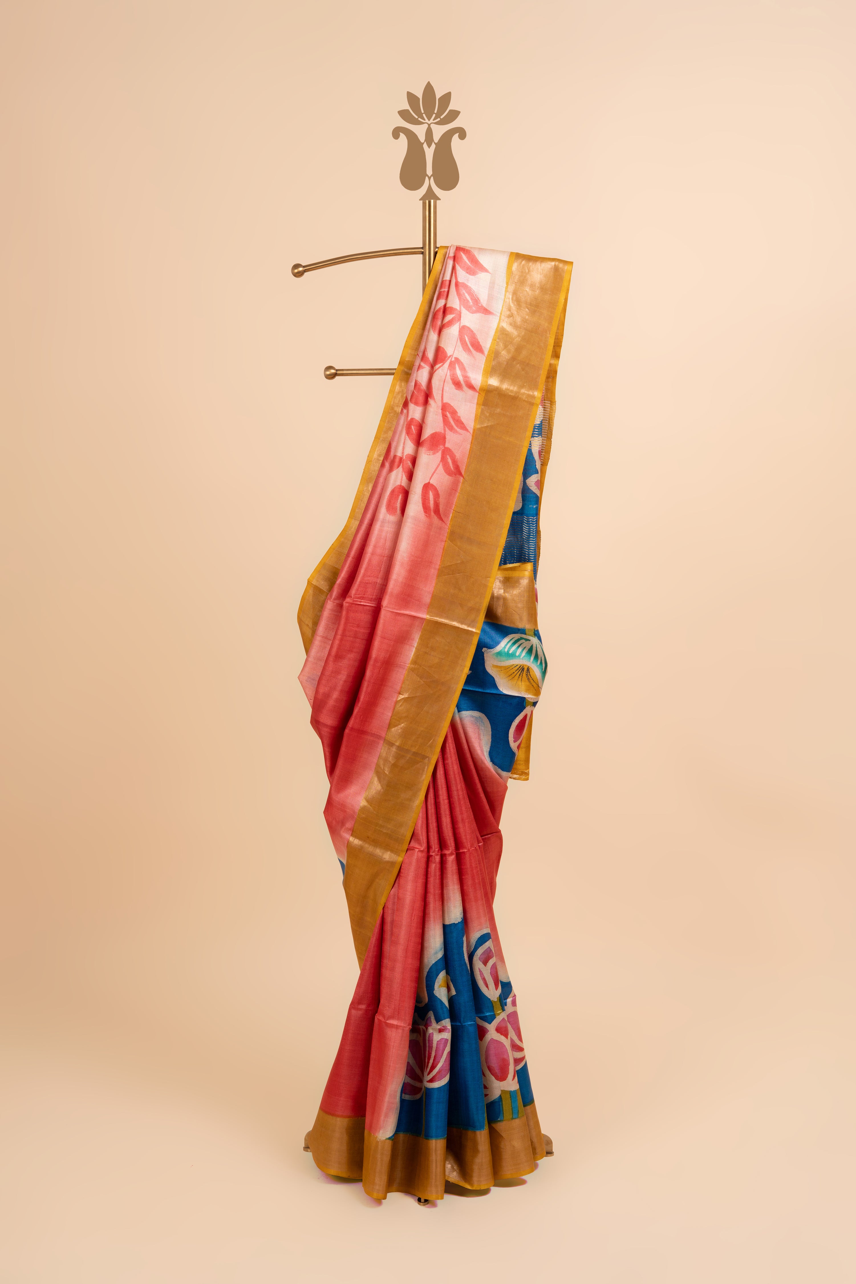 Rustic Red Handpainted Tussar Saree