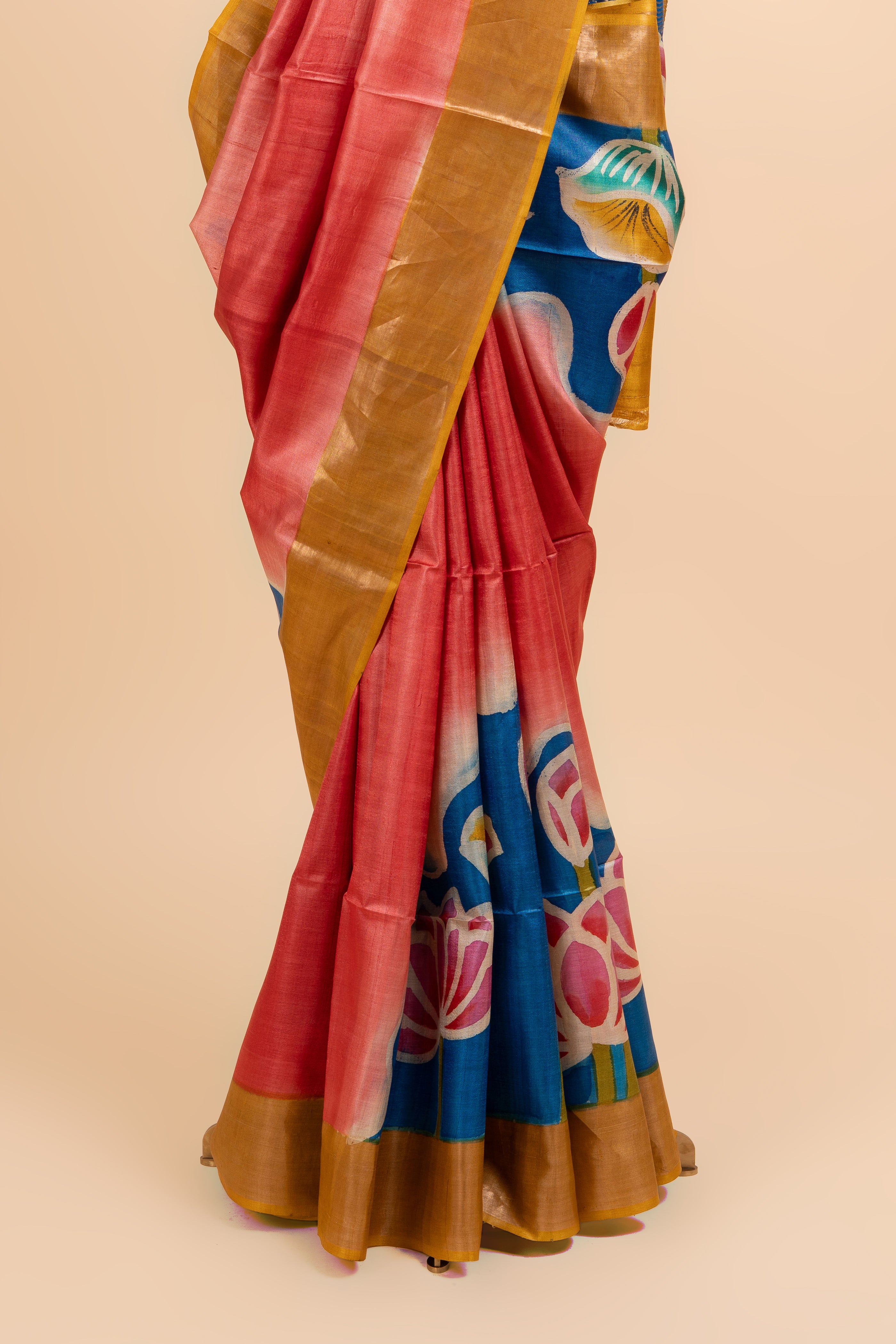 Rustic Red Handpainted Tussar Saree