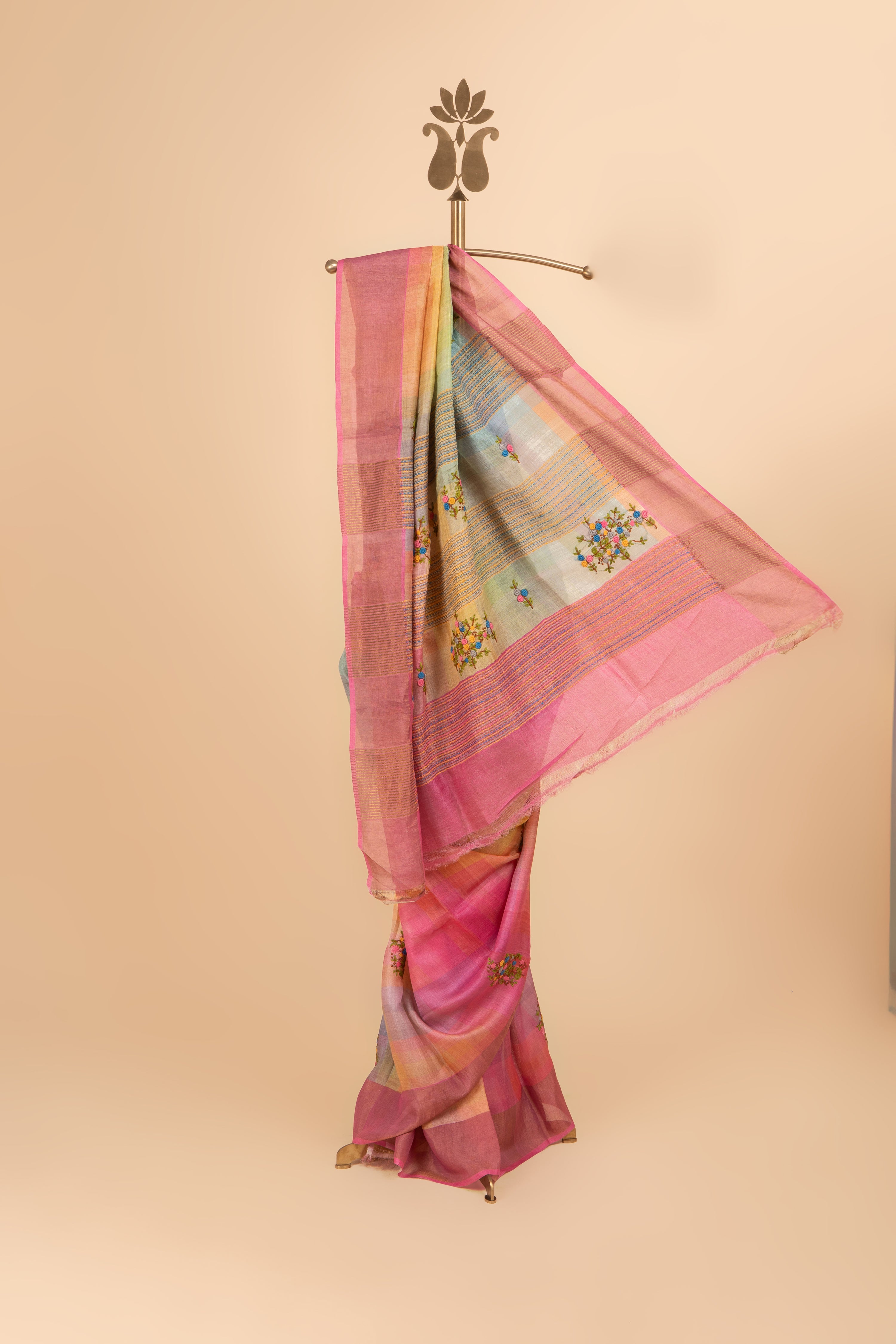 Subtle Festive Radiance Pastel Multicolor Saree