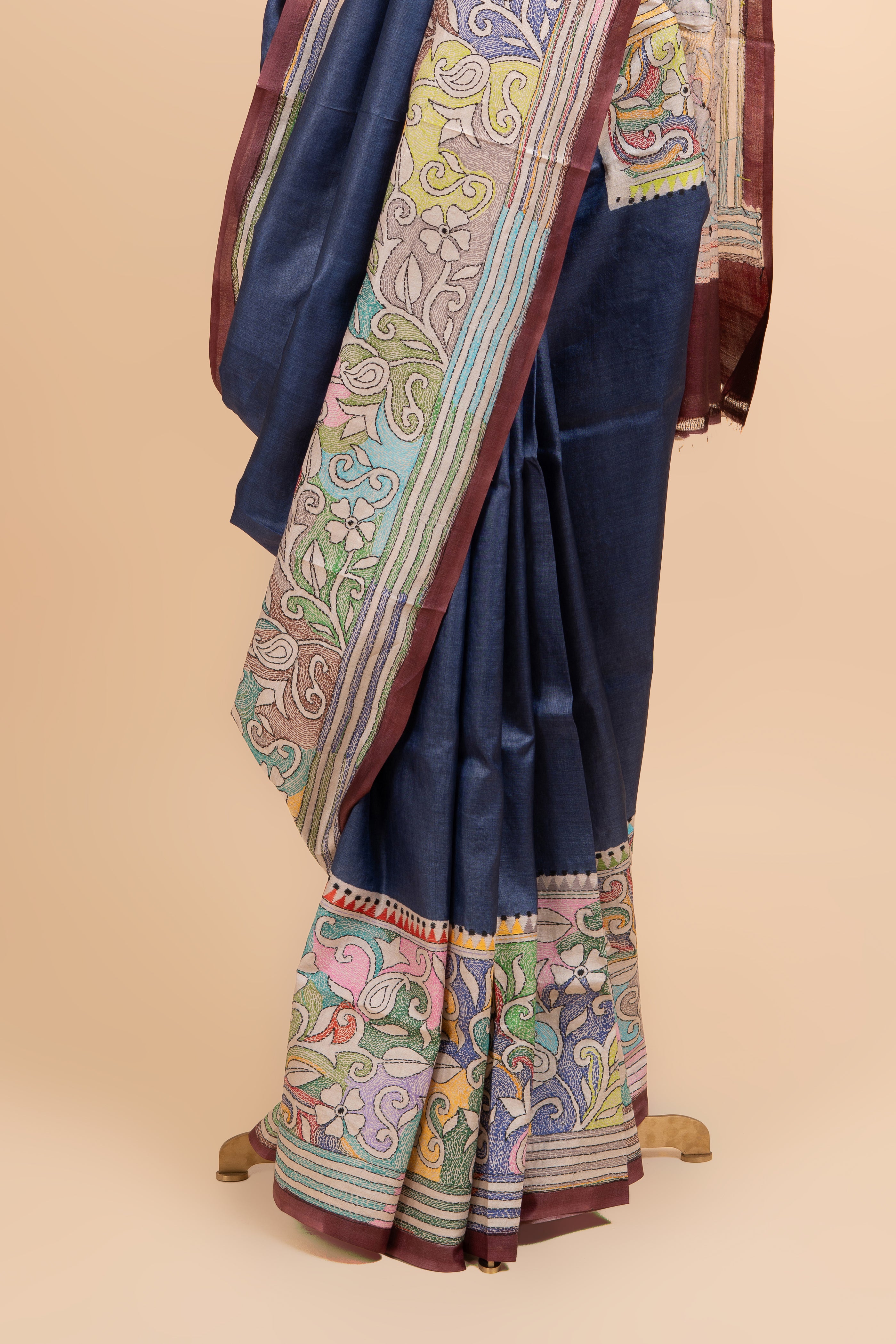 Subtle Statement Kantha Work Saree
