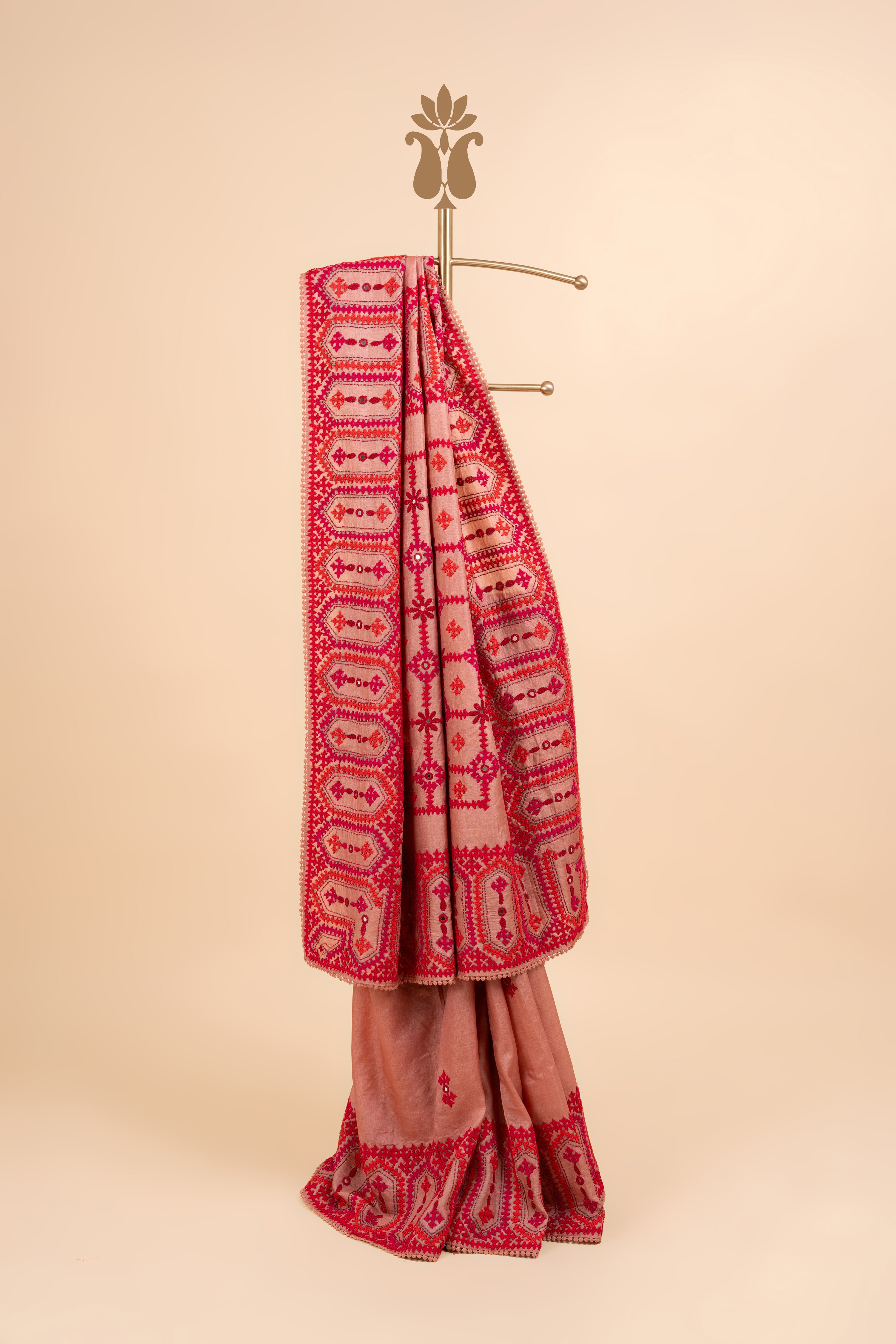 Subtle Statement Kutch Work Mirror Saree