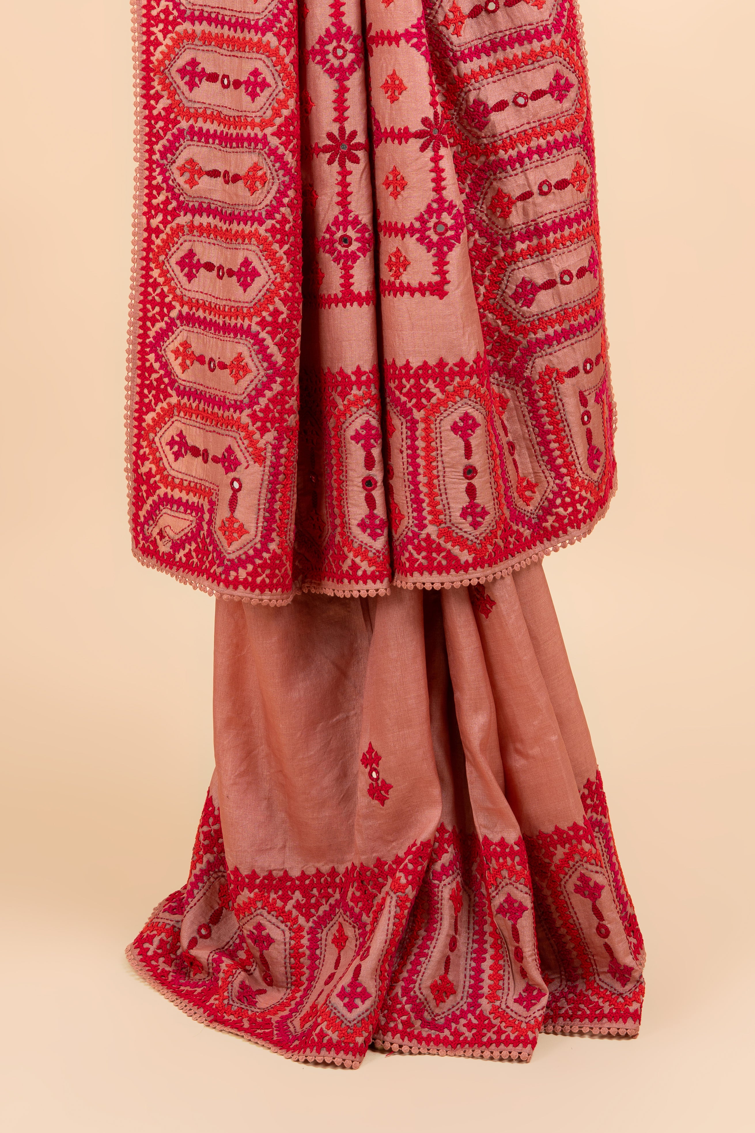 Subtle Statement Kutch Work Mirror Saree