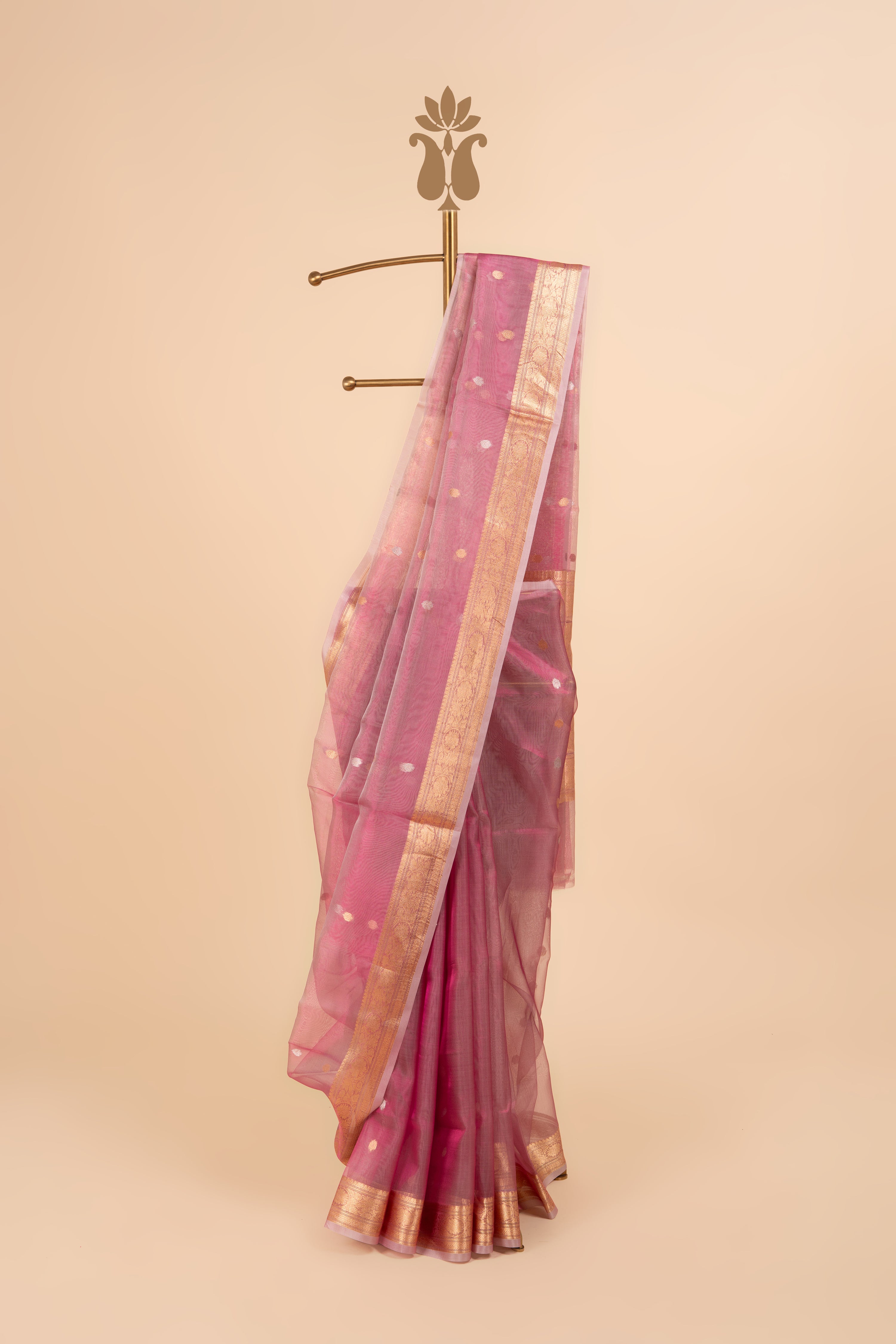 Two-Tone Pink Banarasi Tissue Saree With Gold Zari Saree