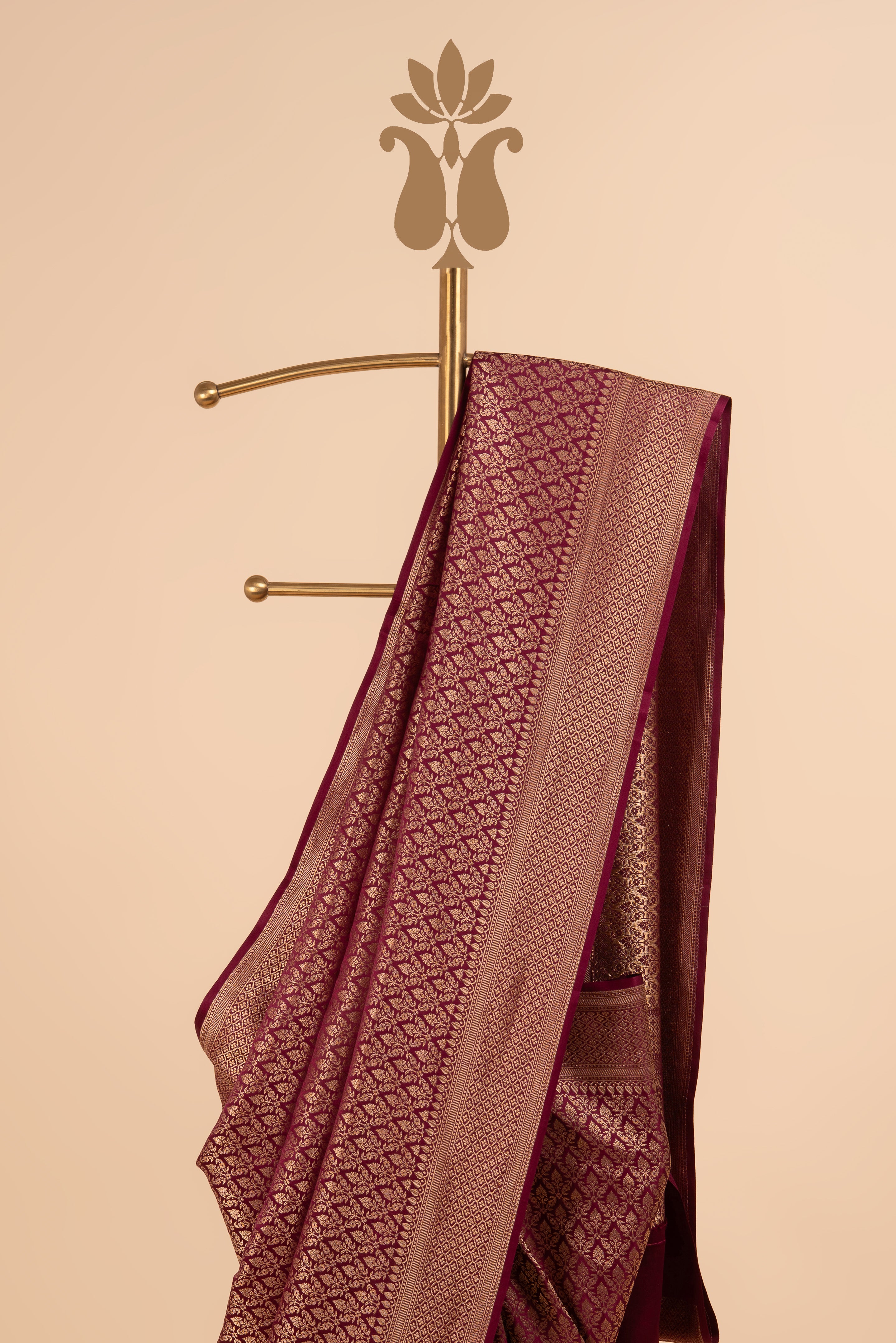 Wine Colour Contemporary Banarasi Brocade Crepe Silk Saree