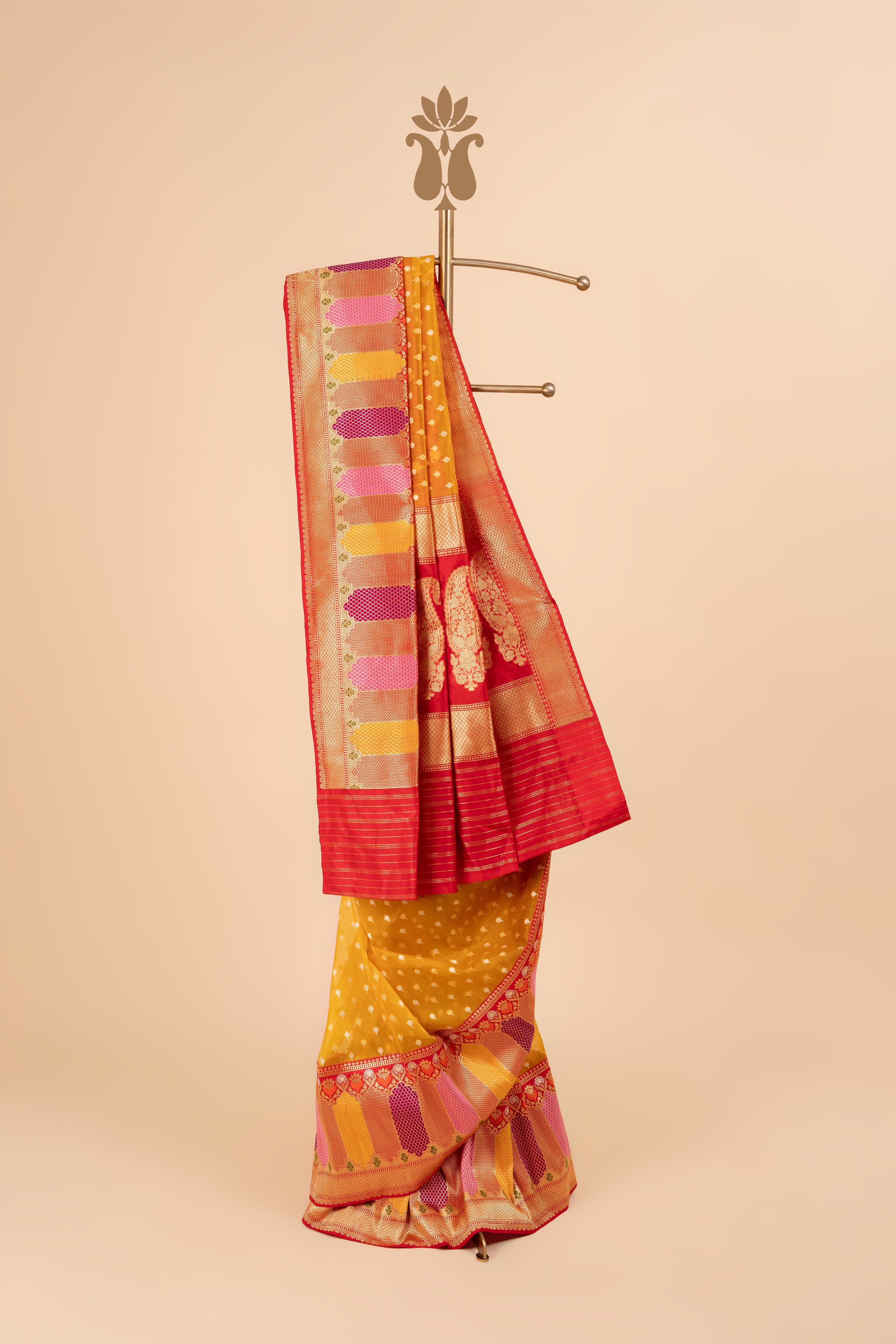 Yellow Banarasi Kora Saree