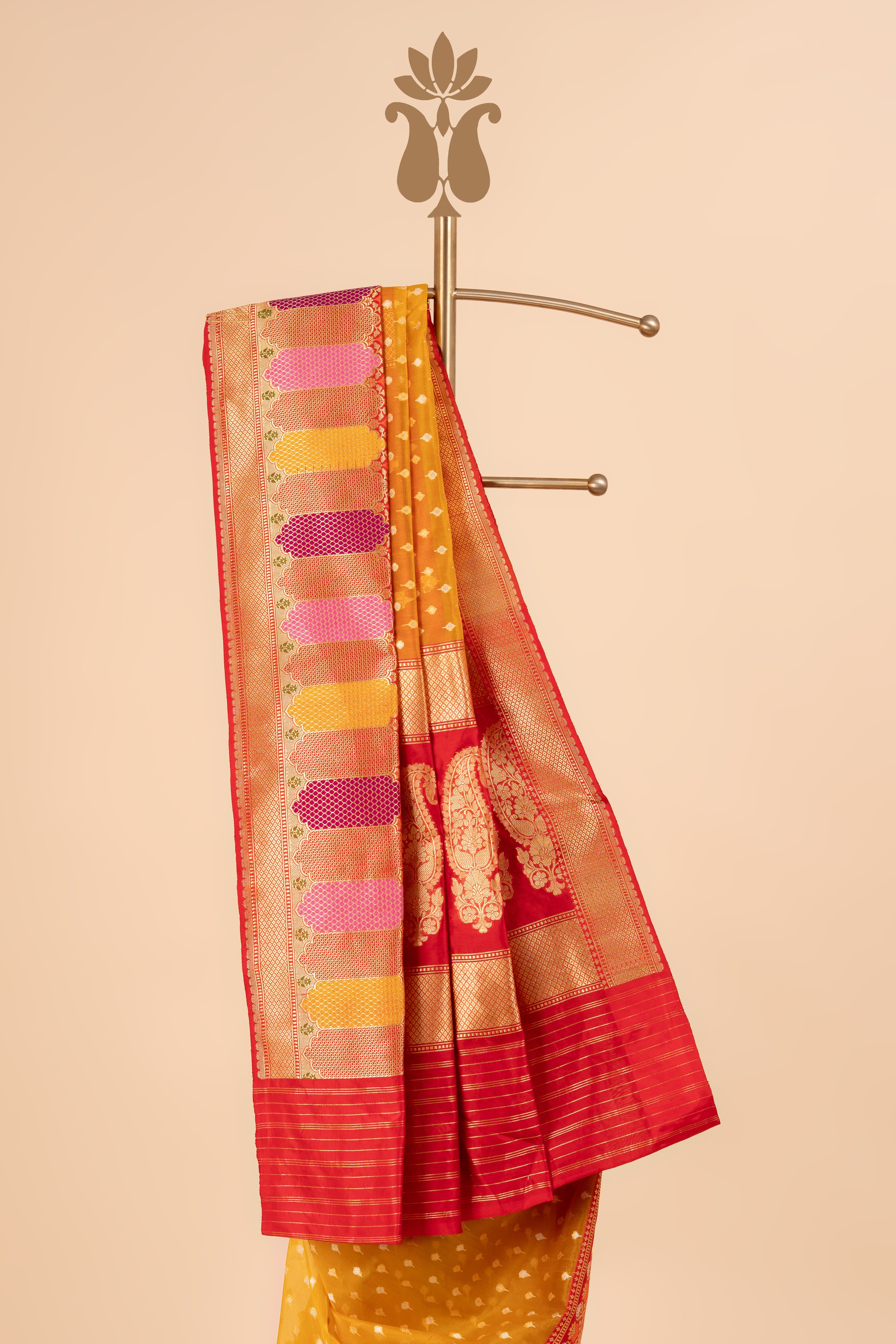 Yellow Banarasi Kora Saree
