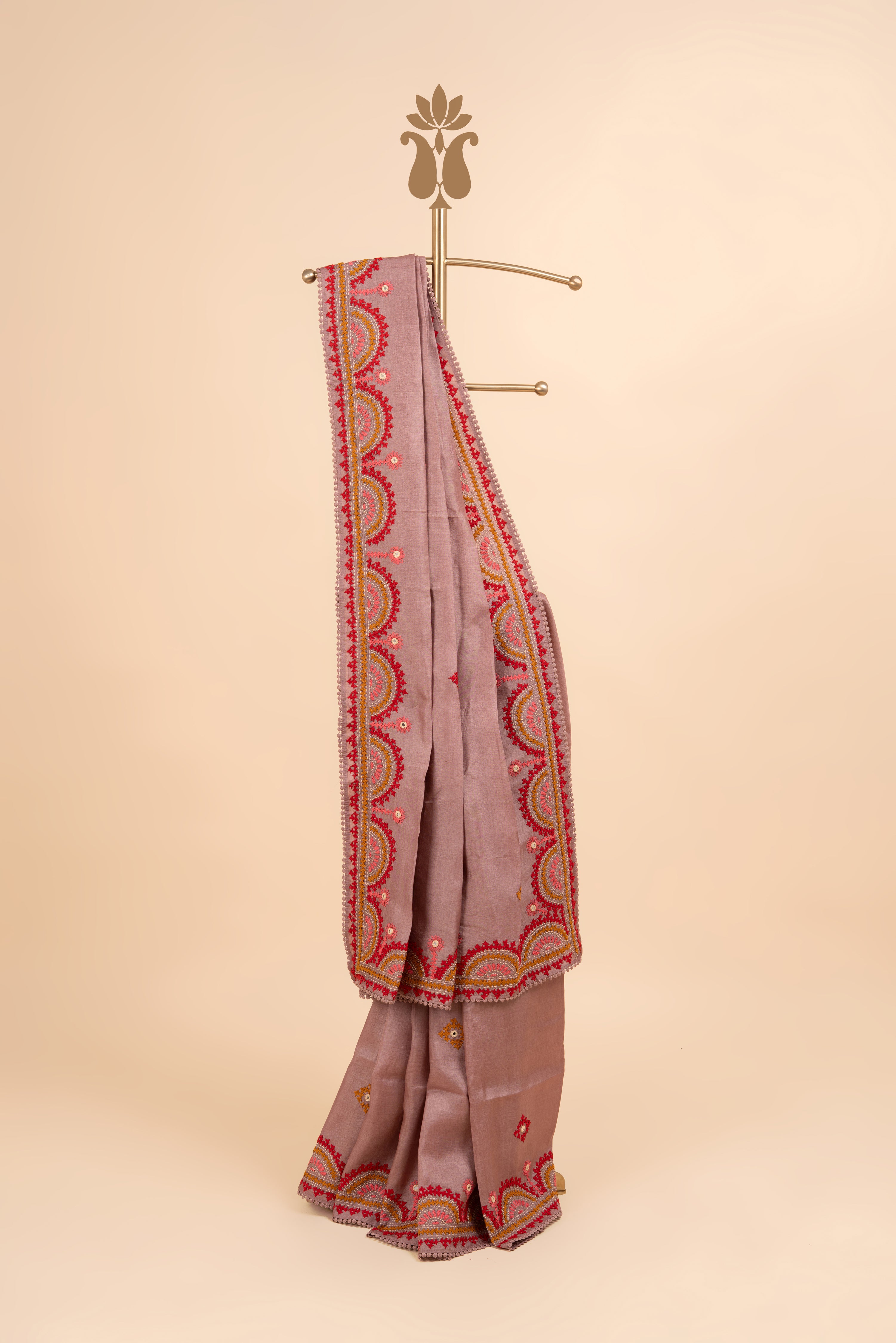 Pastel Kutch Mirror Work Beauty Saree