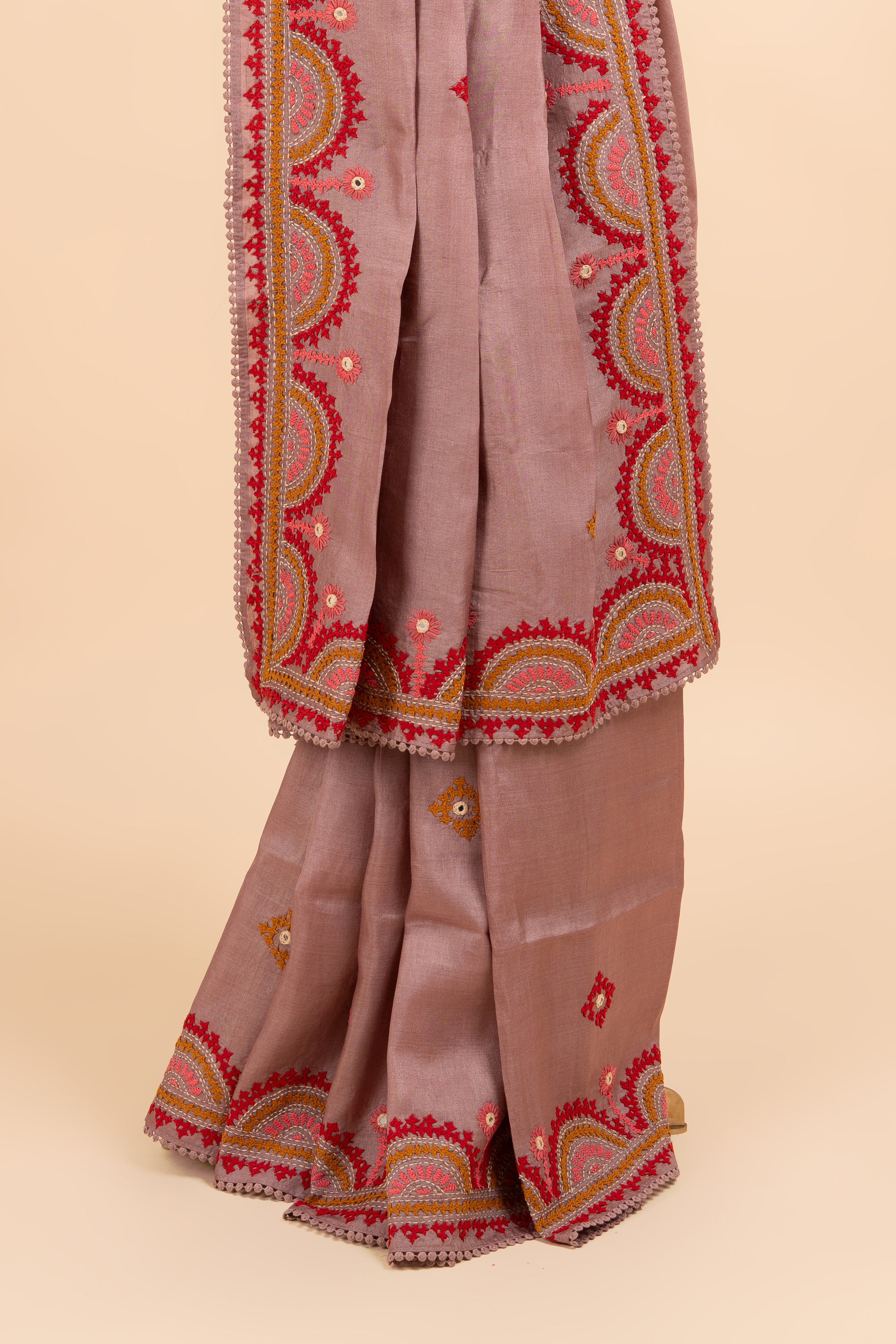Pastel Kutch Mirror Work Beauty Saree